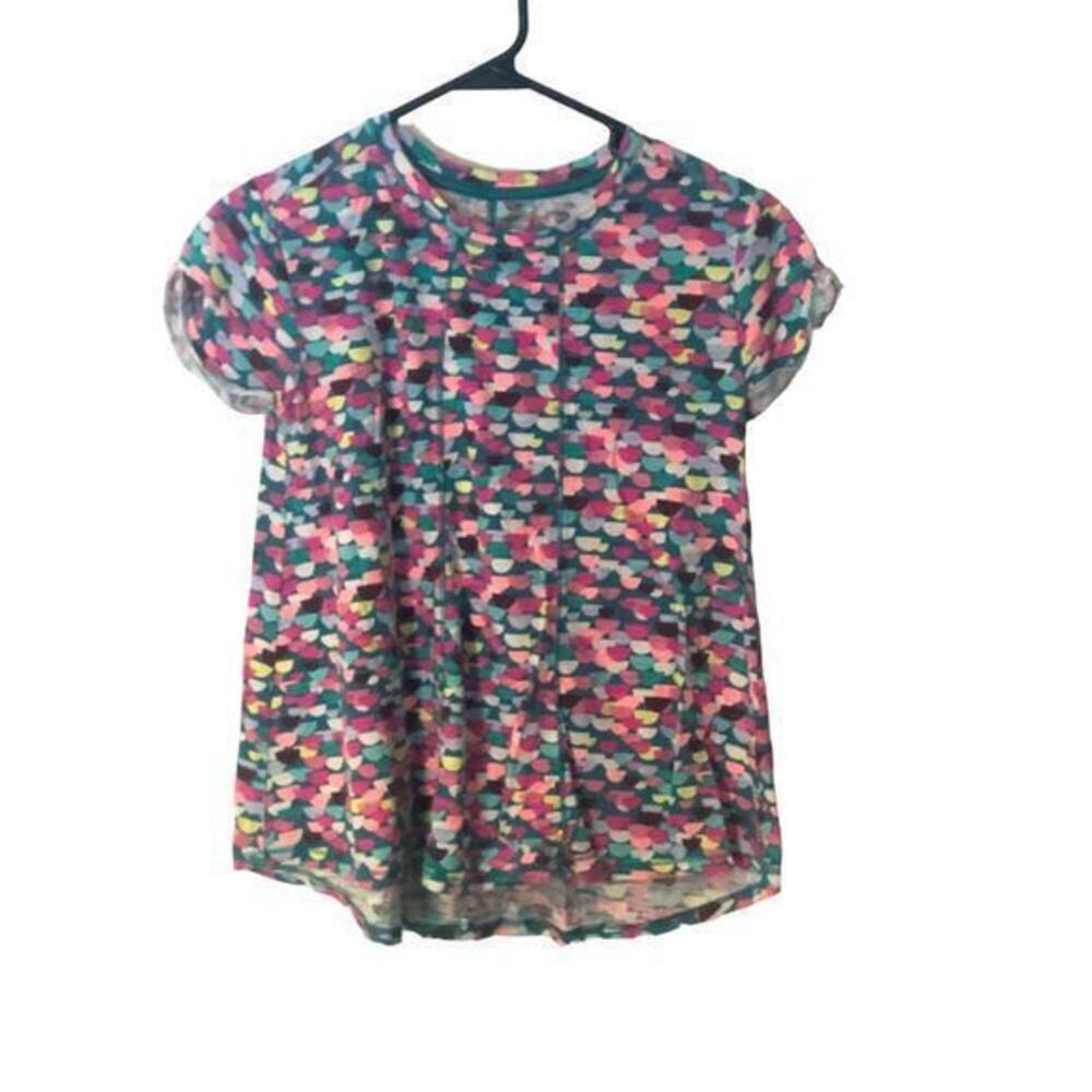 Cat & Jack Womens Tunic Short Puff Sleeve Relaxed fit Blouse Multicolored Sz L